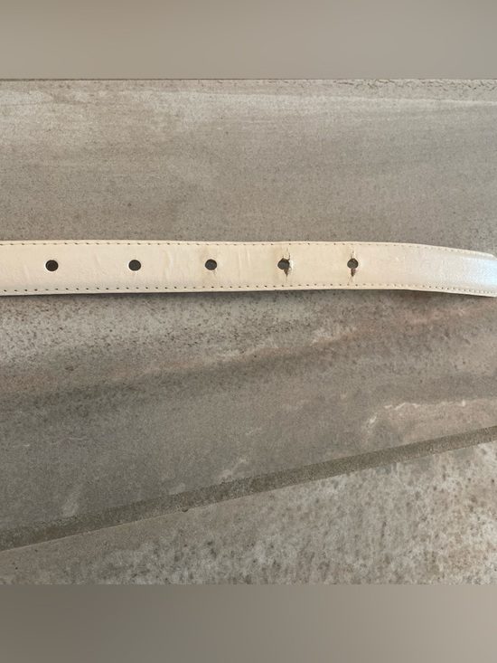 VTG Christian Dior Women Small Ivory Leather Skinny Belt Gold Buckle Logo Taiwan main image 10